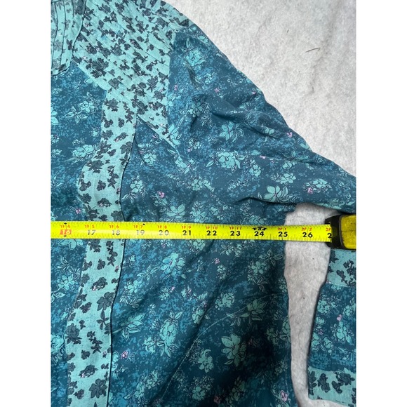 LOGO by Lori Goldstein Floral Print Bell Sleeve Tiered Ruffle Tunic Top XL - Picture 2 of 6